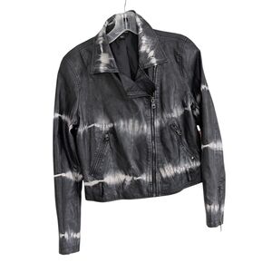 Rock & Republic Tie Dye Faux Leather Moto Jacket, Size Small